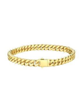 Mens Cuban Link Bracelet 18K Gold Stainless Steel Thick Curb Chain Hip Hop